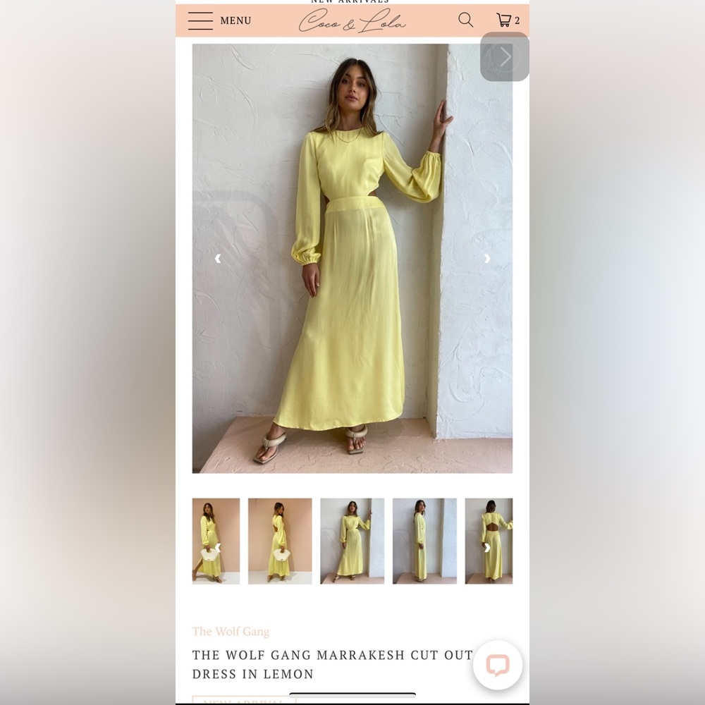 The Wolf Gang Marrakesh Cut Out Dress in Lemon